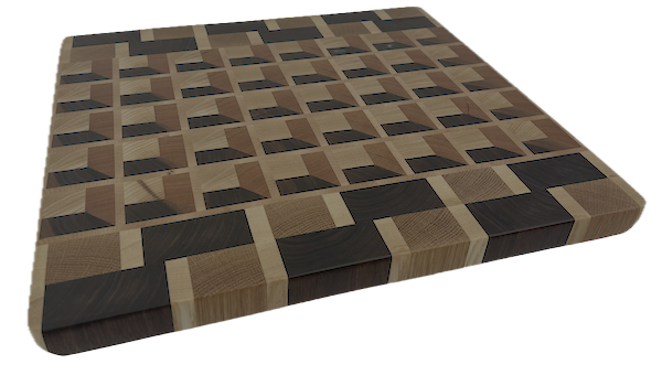 3D End Grain Cutting Board 424 x 380 x 27mm
