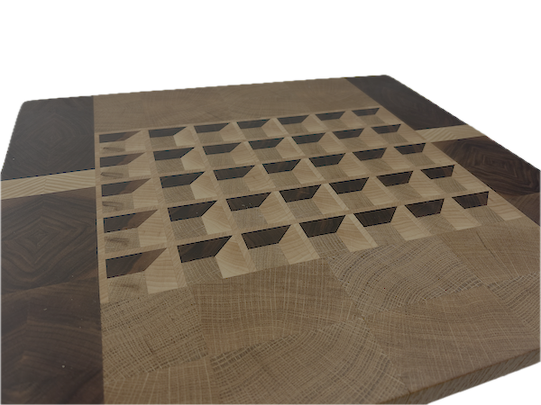 3D End Grain Cutting Board 510 x 458 x 23mm