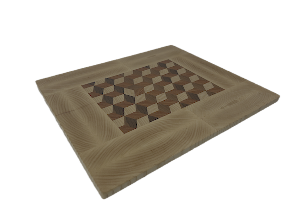 3D End Grain Cutting Board 360 x 312 x 19mm