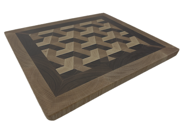 3D End Grain Cutting Board 433 x 384 x 24mm