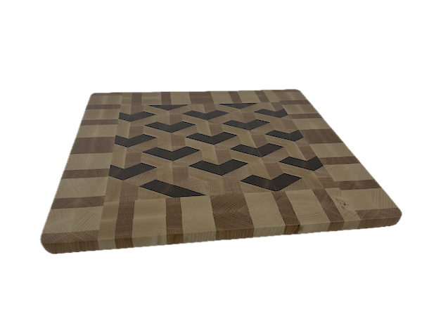3D End Grain Cutting Board 448 x 390 x 19mm