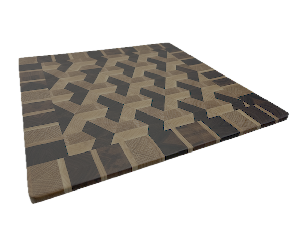 3D End Grain Cutting Board 410 x 400 x 20mm