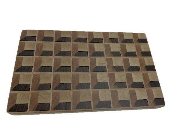 3D End Grain Cutting Board 400 x 245 x 29mm