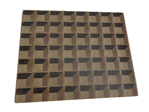 3D End Grain Cutting Board 425 x 345 x 28mm