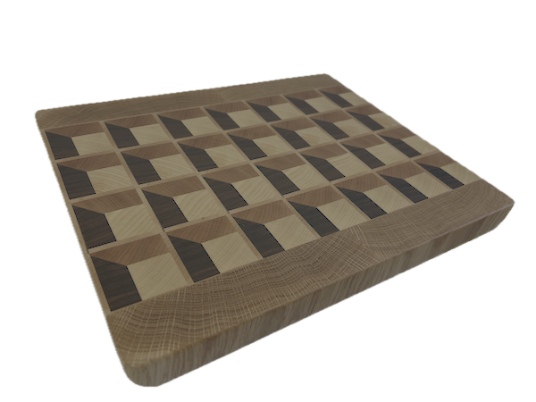 3D End Grain Cutting Board 330 x 275 x 29mm