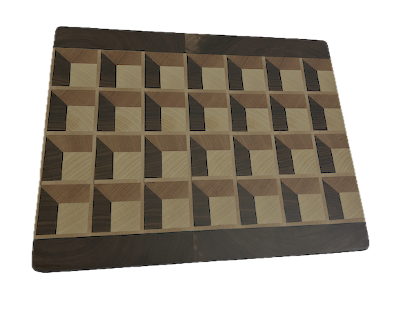 3D End Grain Cutting Board 330 x 275 x 25mm