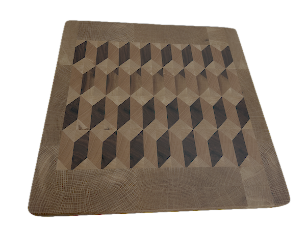 3D End Grain Cutting Board 360 x 350 x 25mm