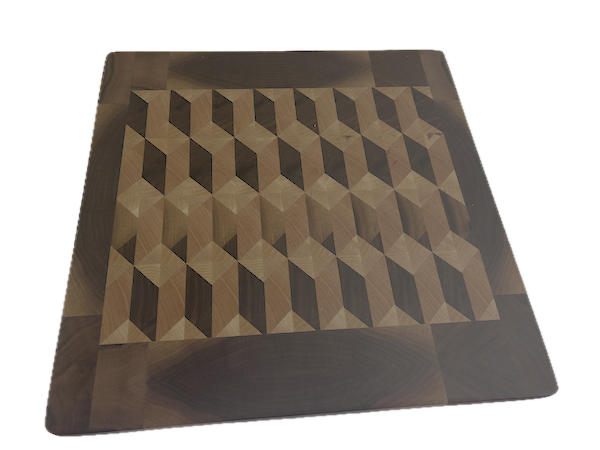 3D End Grain Cutting Board 360 x 350 x 25mm