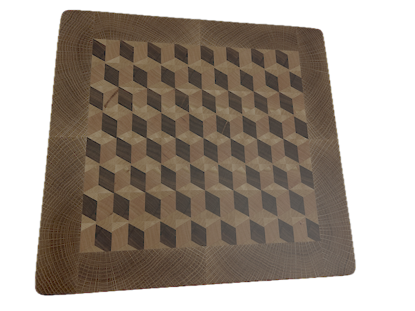 3D End Grain Cutting Board 355 x 345 x 25mm